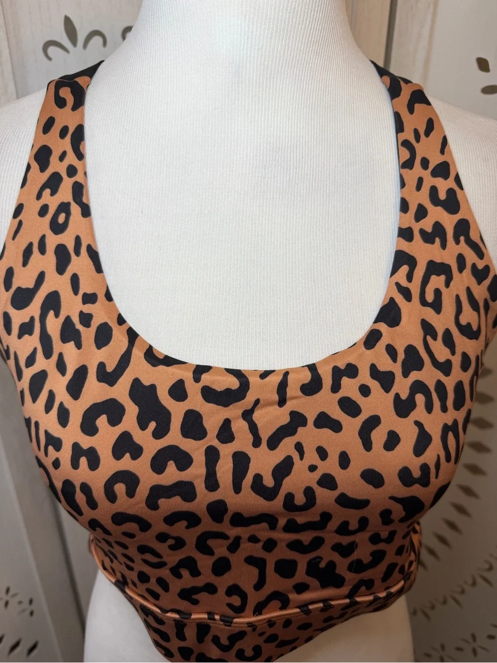 Leopard Print Racerback Crop Bralette Sports Bra